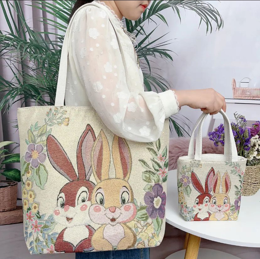 着物バッグ 花うさぎ 刺繍ショルダーバッグ
