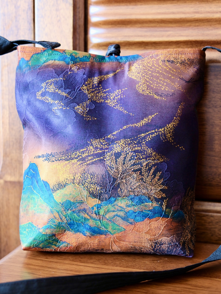 着物バッグ 彩り山水絵巻トートバッグ
