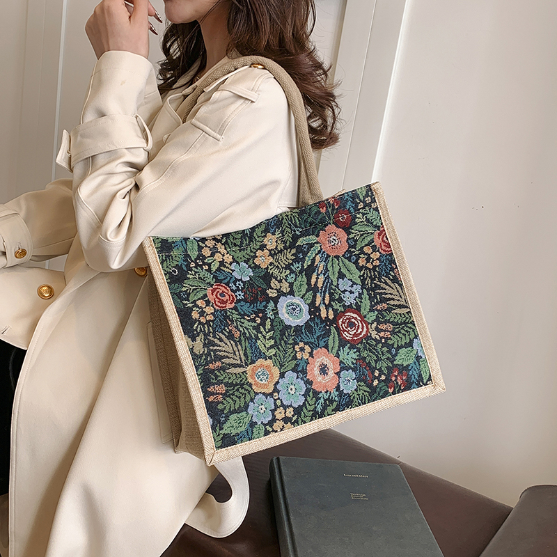 着物バッグ 花園の憩い 着物トートバッグ