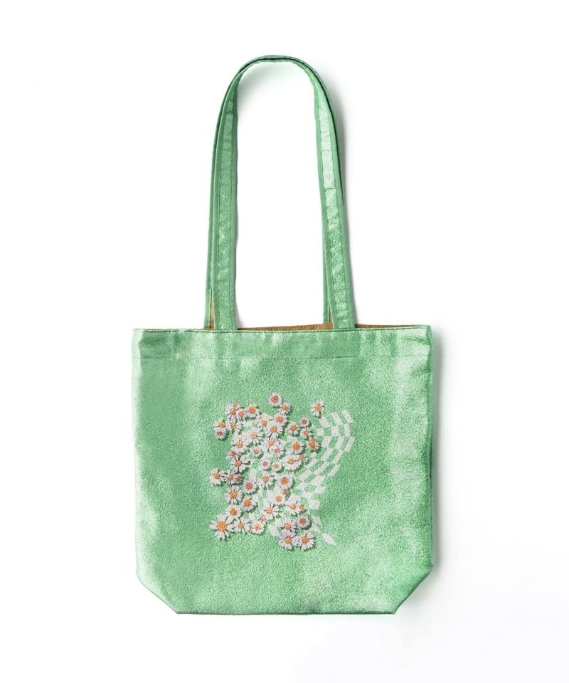 着物バッグ 花の庭 チューリップ刺繍トートバッグ