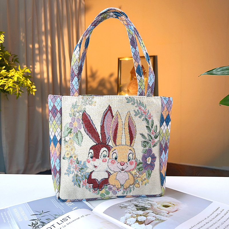 着物バッグ 花うさぎ 刺繍ショルダーバッグ