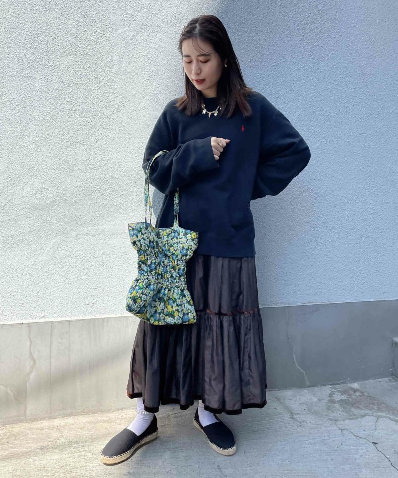 着物バッグ 花模様のしぼりトートバッグ