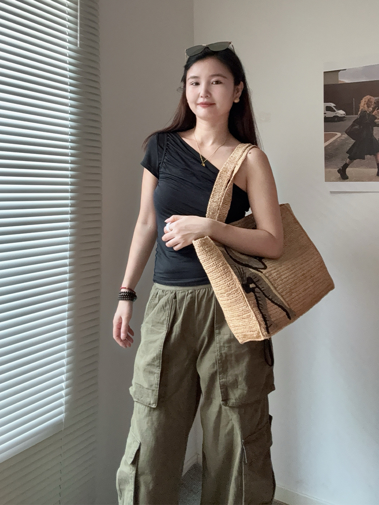着物バッグ ぞう刺繍の麻トート