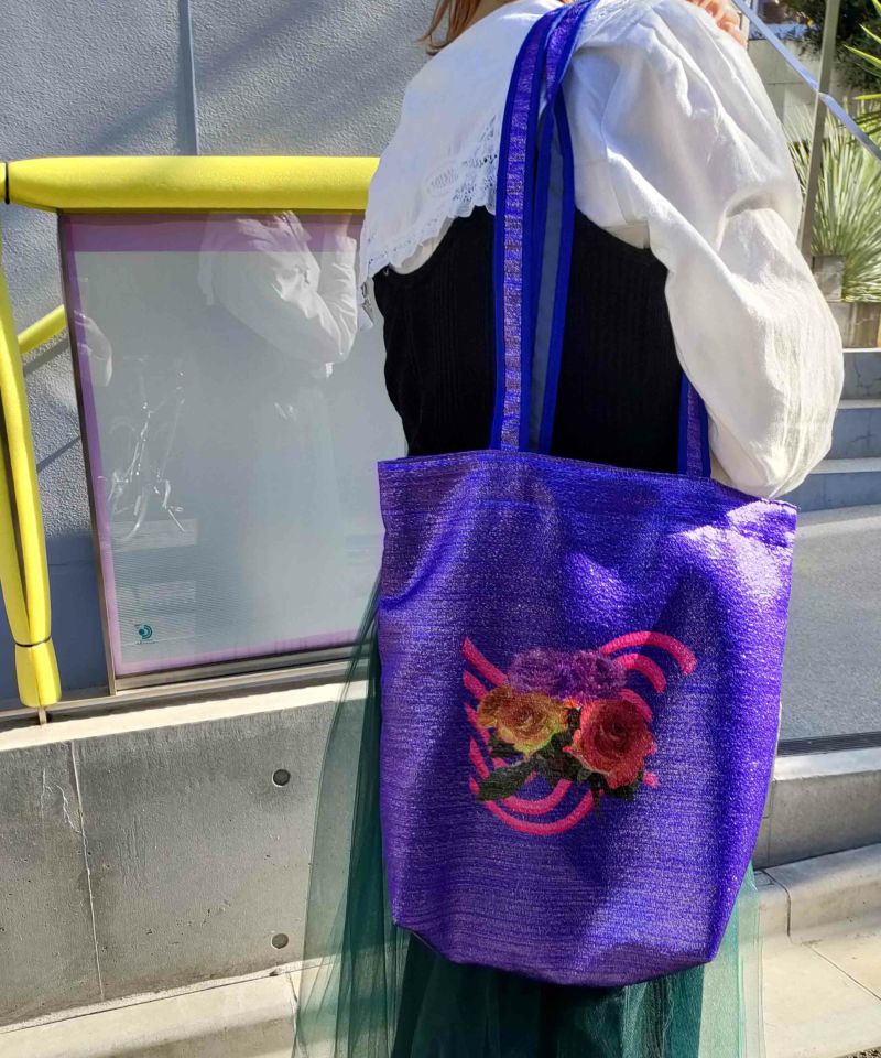 着物バッグ 花の庭 チューリップ刺繍トートバッグ