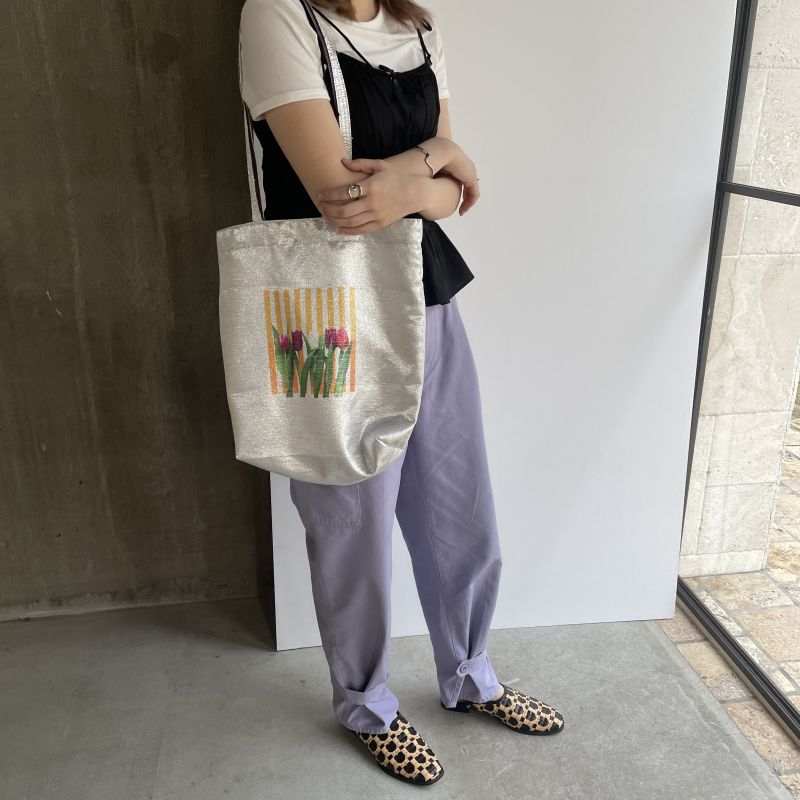 着物バッグ 花の庭 チューリップ刺繍トートバッグ