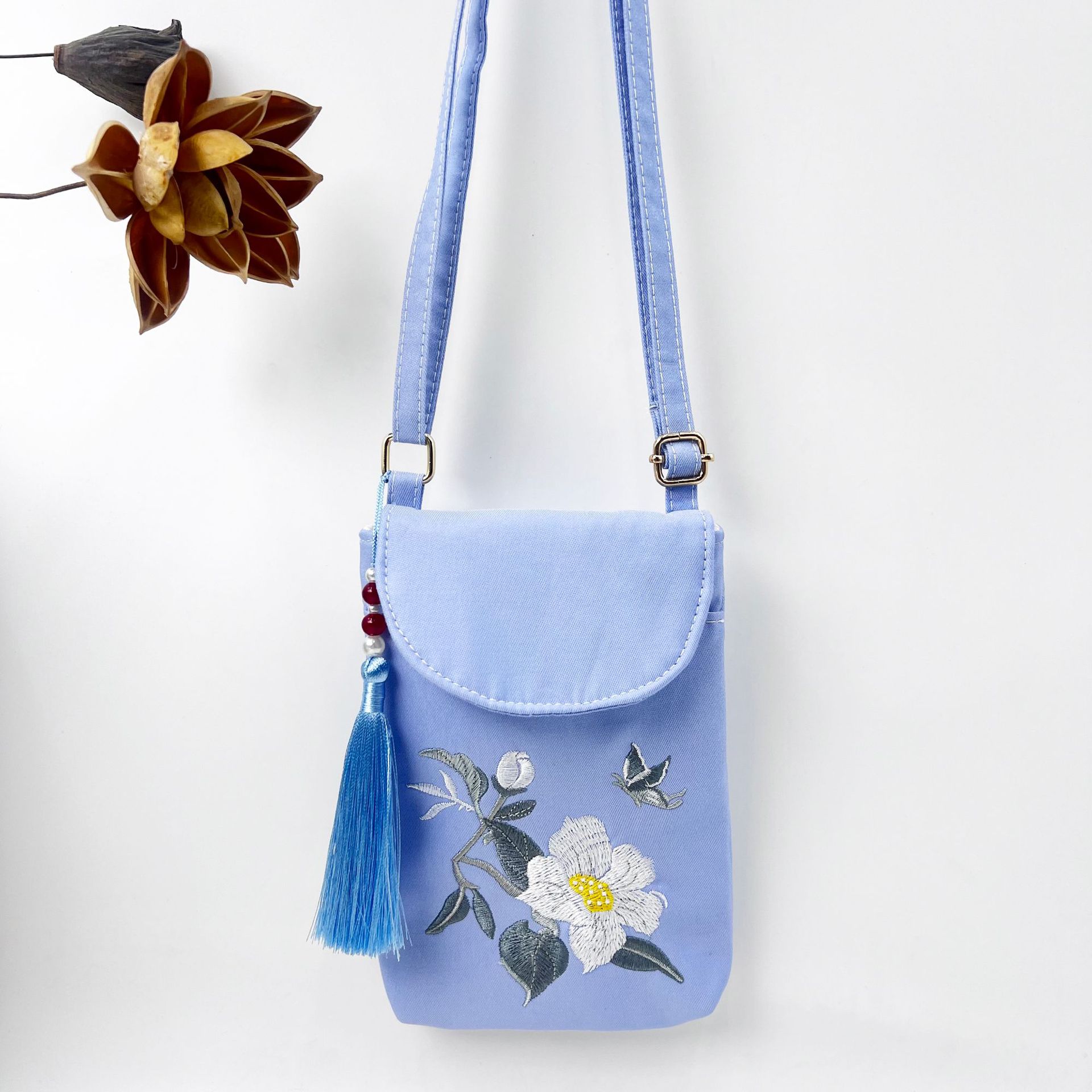 着物バッグ 花蝶舞う和風ミニショルダー