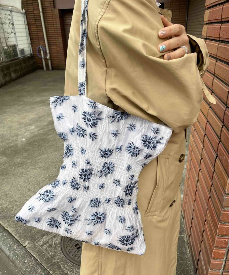 着物バッグ 花模様のしぼりトートバッグ