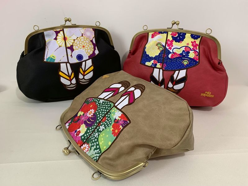 着物バッグ 花園草履 がま口ショルダー