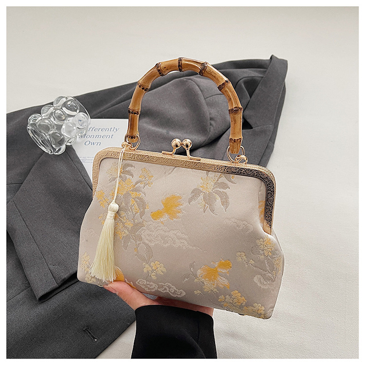着物バッグ 竹取の花がま口バッグ