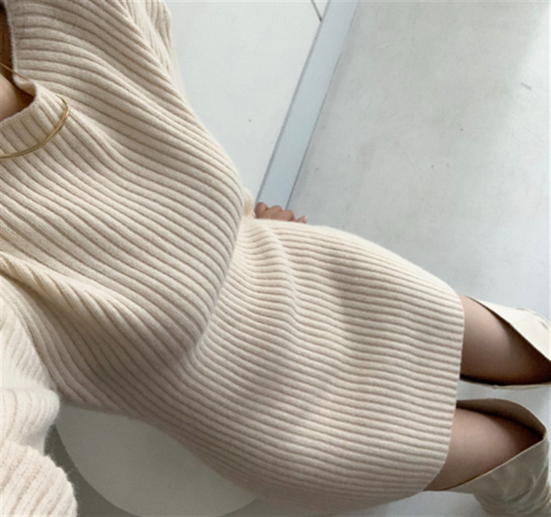 ギャルファッション リブニットワンピース ミニ丈 韓国風 ボディラインが美しい