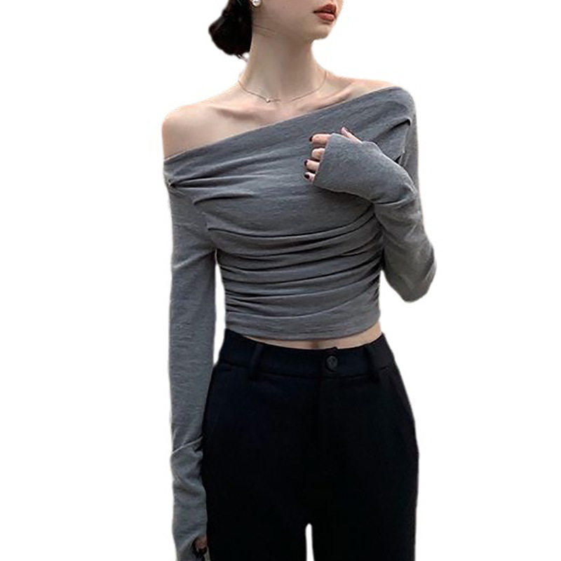 ギャルファッション 肩見せオフショルダー長袖トップス