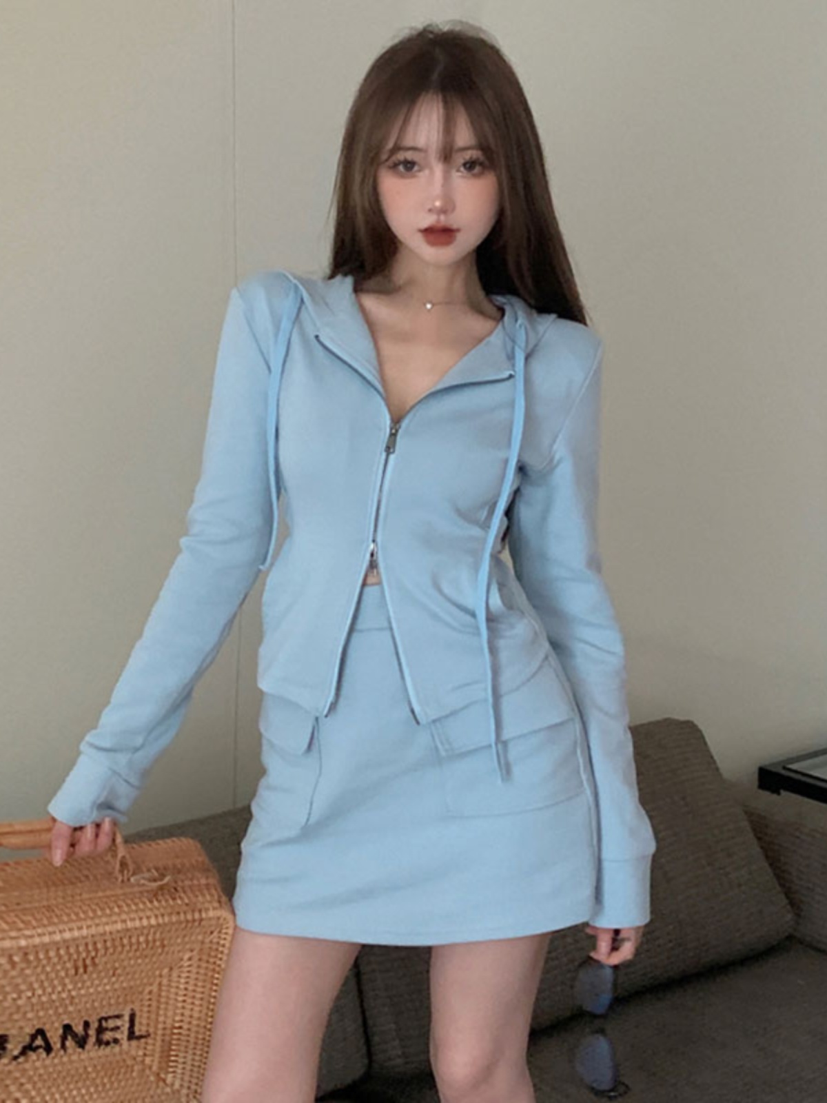 ギャルファッション すっきりシルエットパーカージャケット