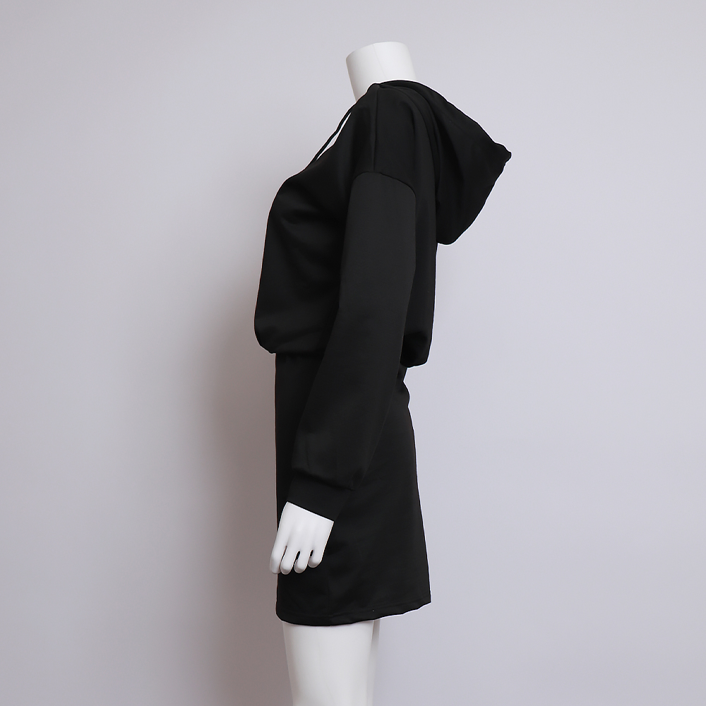 ギャルファッション フード付きジップワンピース長袖タイト