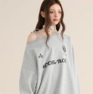 ギャルファッション スウェット 片肩あきワンショルダースウェット