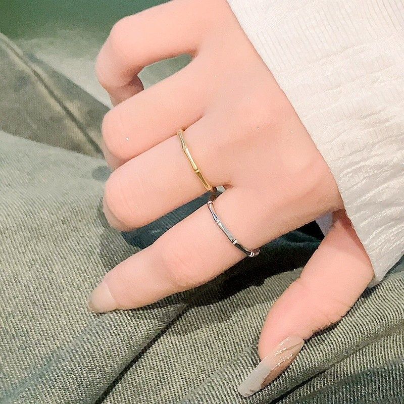 ギャルファッション 竹節風細身リング