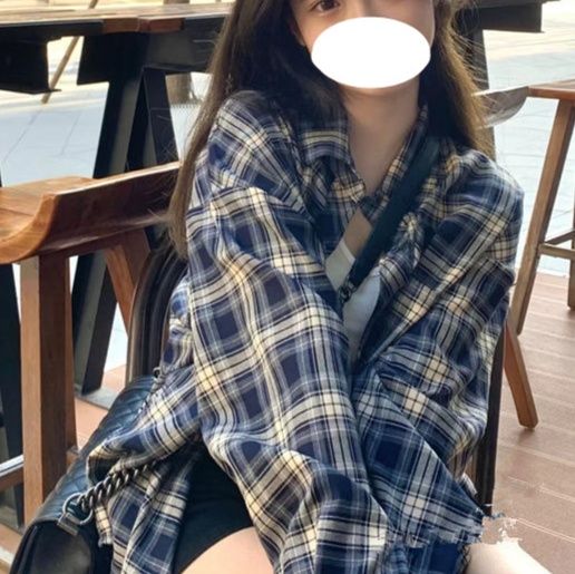 ギャルファッション ゆるだぼチェックシャツアウター