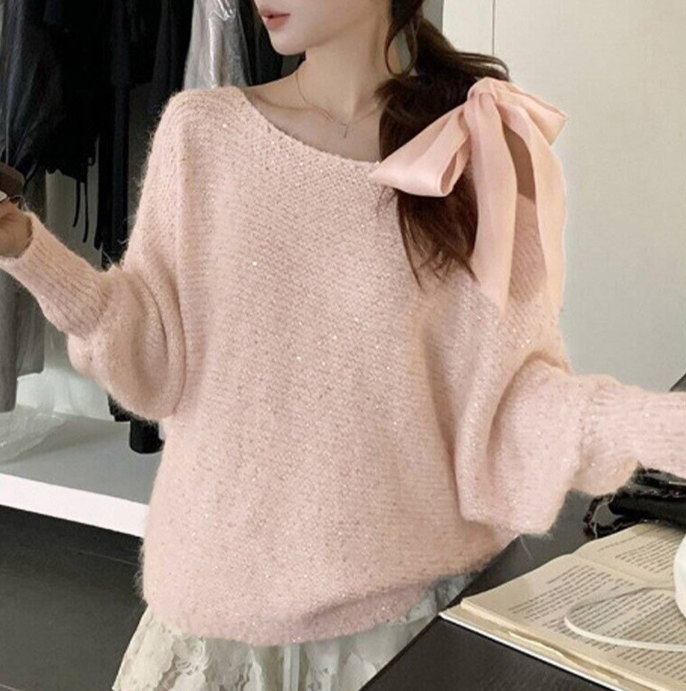 ギャルファッション ふわふわニット 韓国風 きれいめ 秋冬トップス
