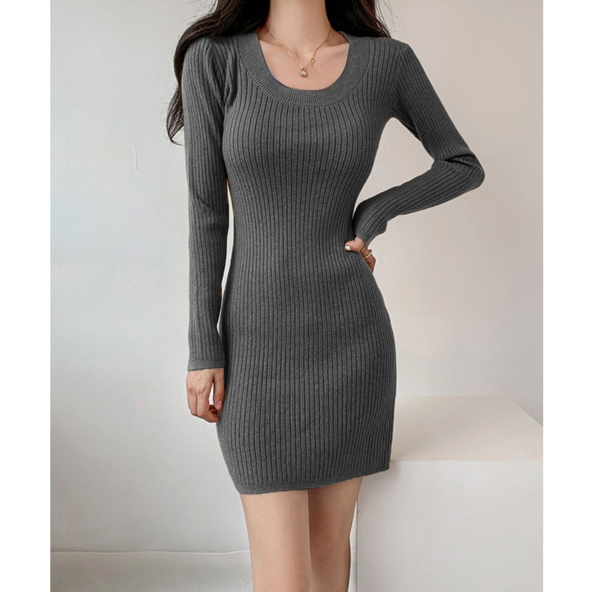 ギャルファッション リブニットミニワンピース レディース