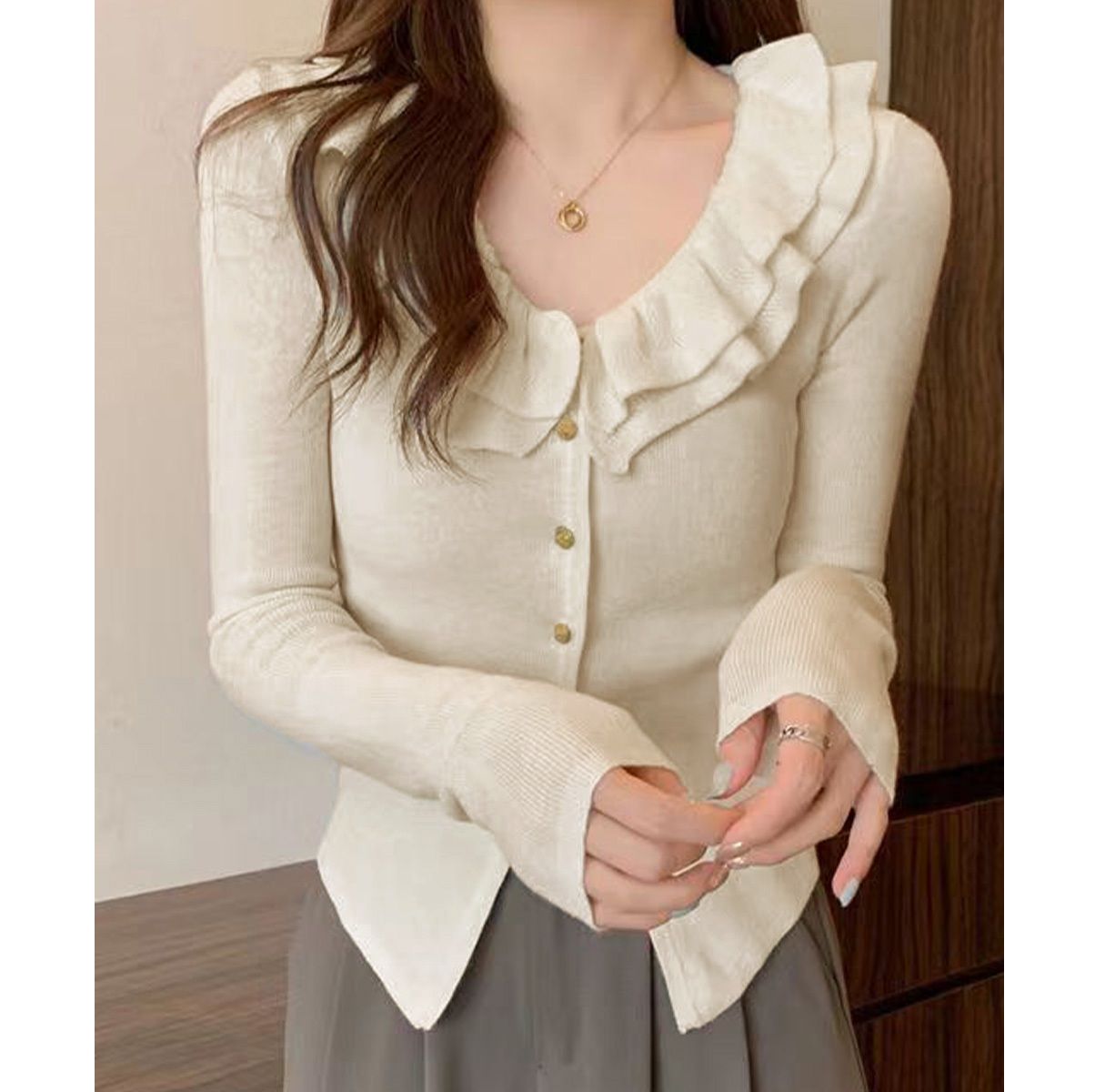 ギャルファッション タイトリブニットカーディガン レディース