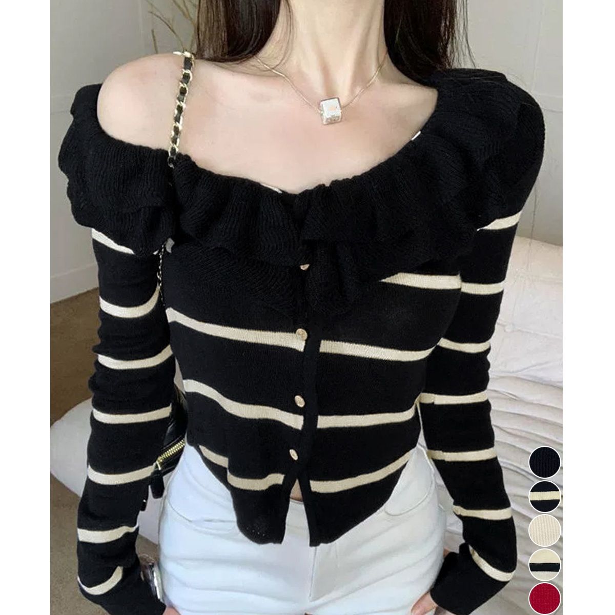 ギャルファッション タイトリブニットカーディガン レディース