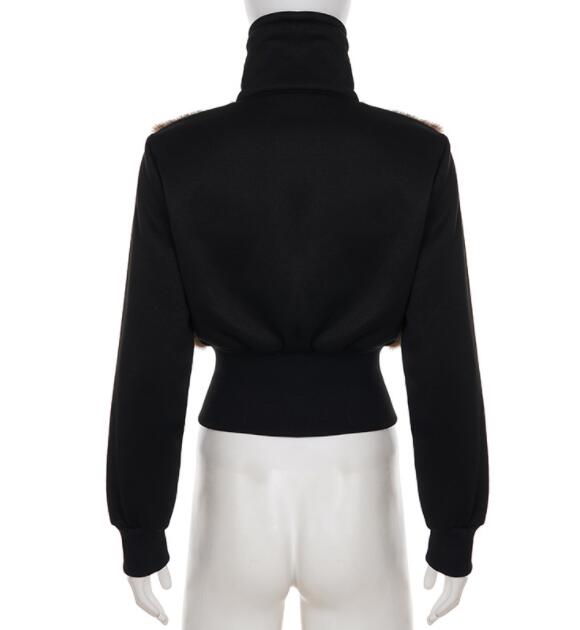 ギャルファッション 秋冬 切替短丈ジャケット長袖上着 アウター