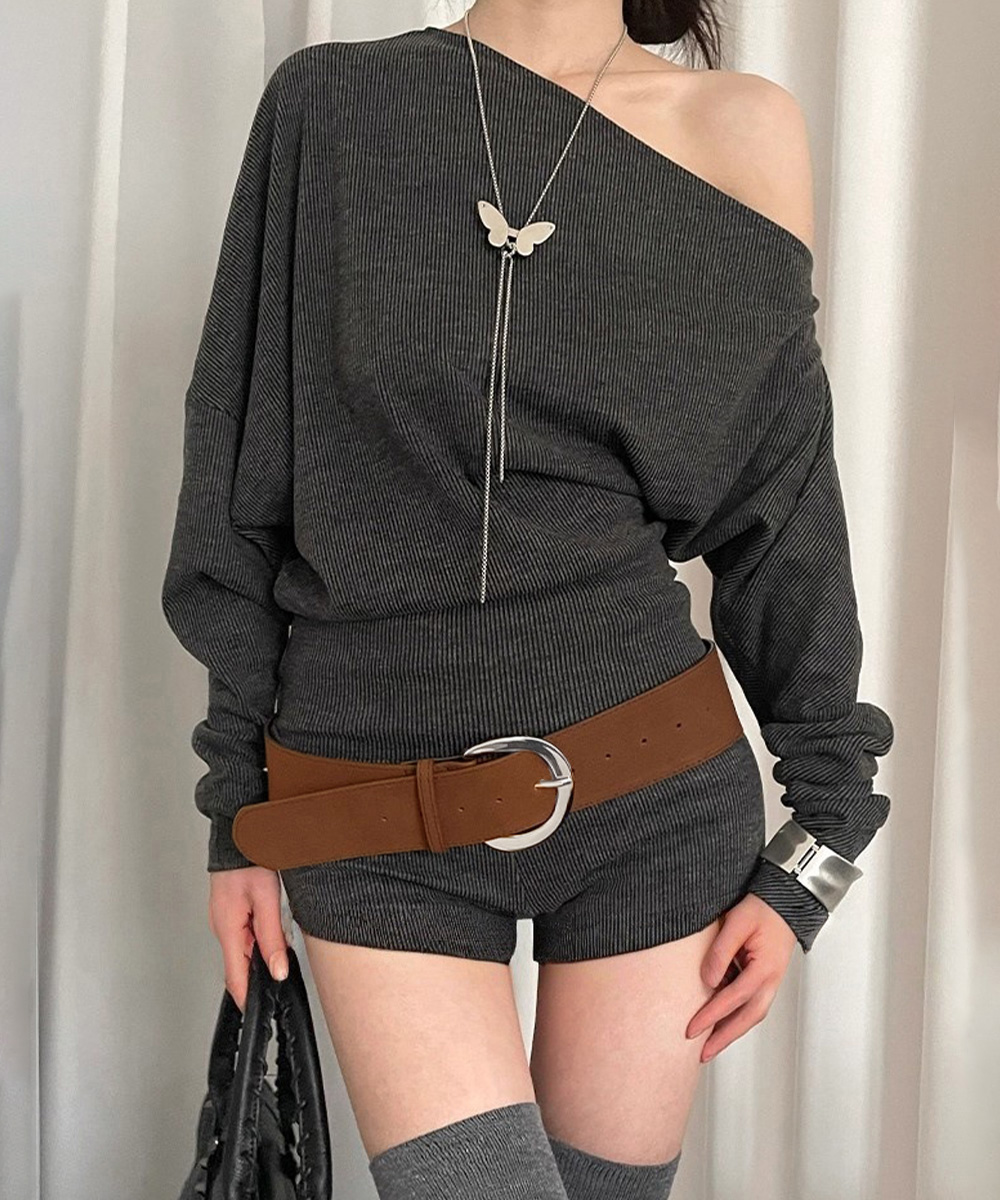 ギャルファッション ヴィンテージ風スエード太ベルト