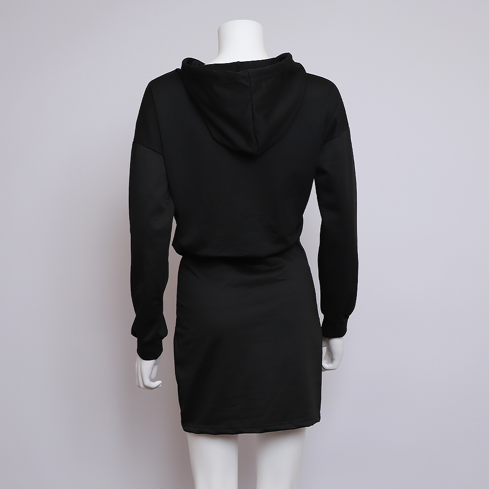 ギャルファッション フード付きジップワンピース長袖タイト