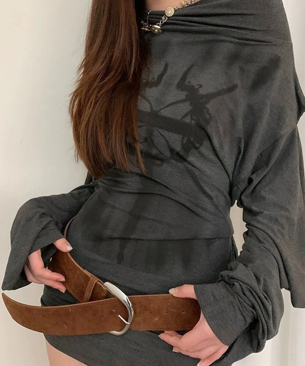 ギャルファッション ヴィンテージ風スエード太ベルト