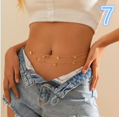 ギャルファッション 蝶モチーフウエストチェーン セクシーボディアクセサリー