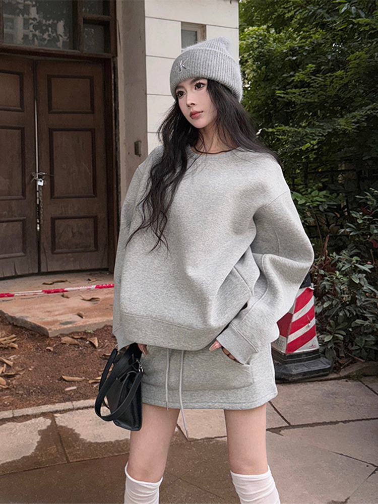 ギャルファッション スウェット ゆるまるシルエットスウェットワンピ