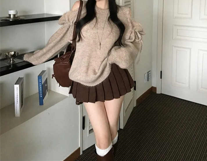 ギャルファッション 今季マストバイ オフショルダーニットトップス レディース