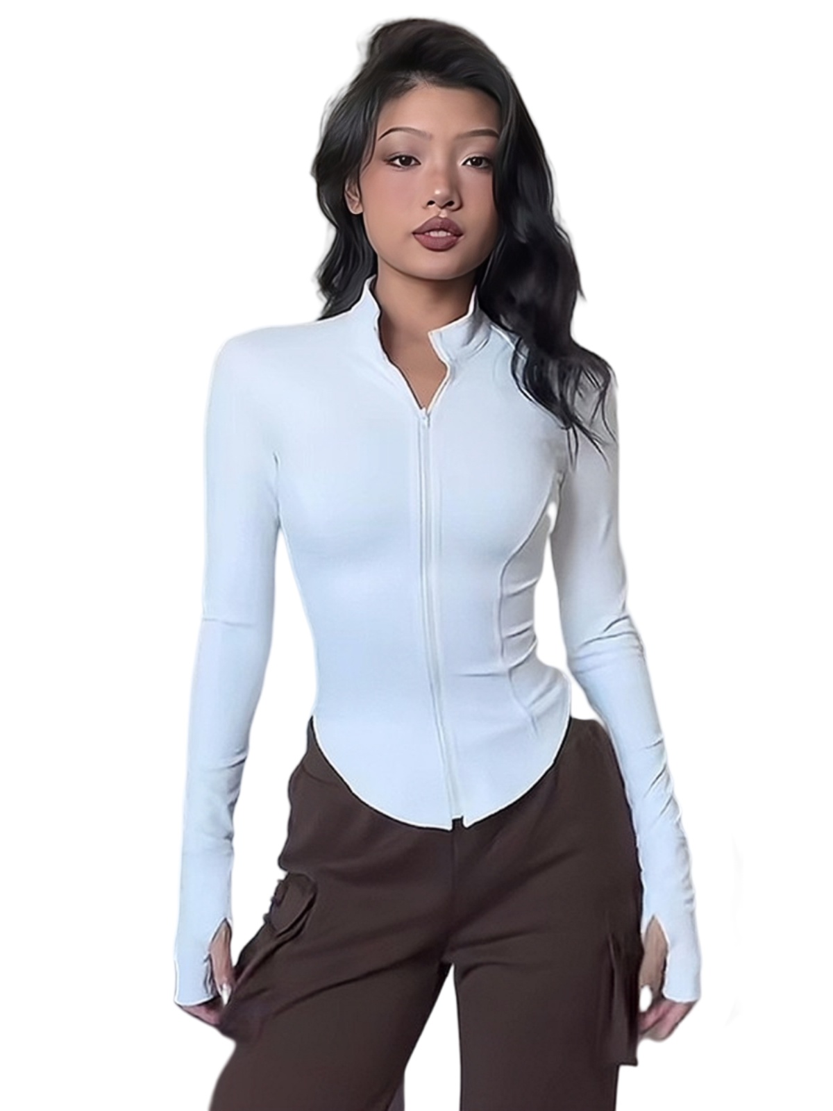 ギャルファッション すっきりシルエットスタンドジャケット
