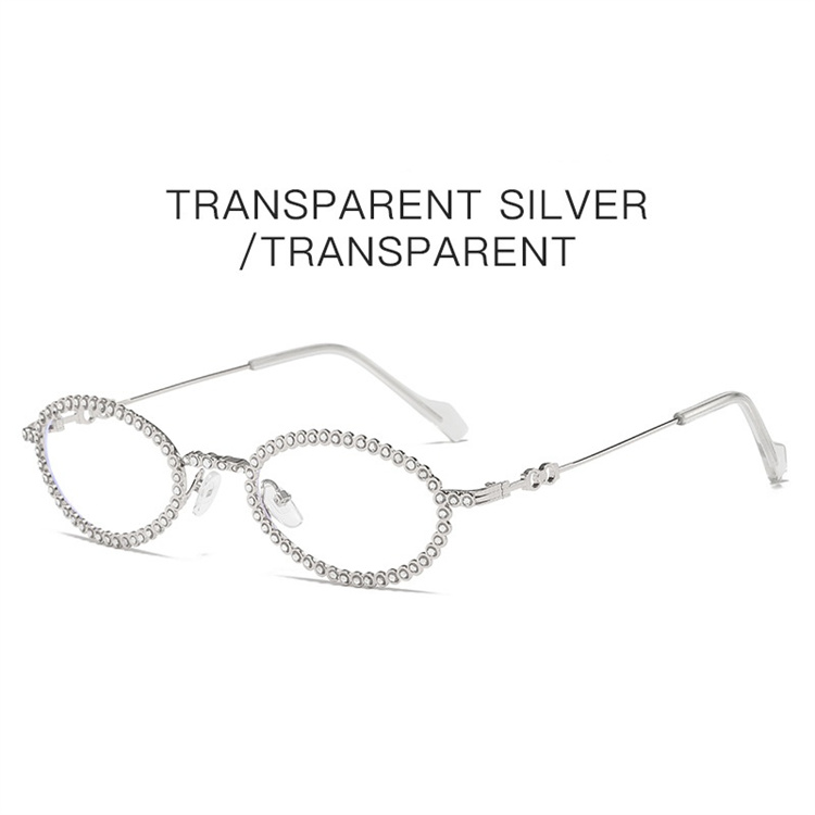 ギャルファッション 楕円型パールフレームサングラス