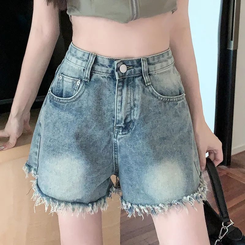 ギャルファッション ふんわりほつれデニムショートパンツ