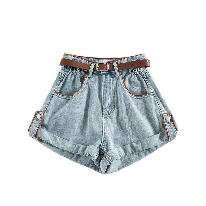 ギャルファッション ゆるふわロールアップデニムショートパンツ