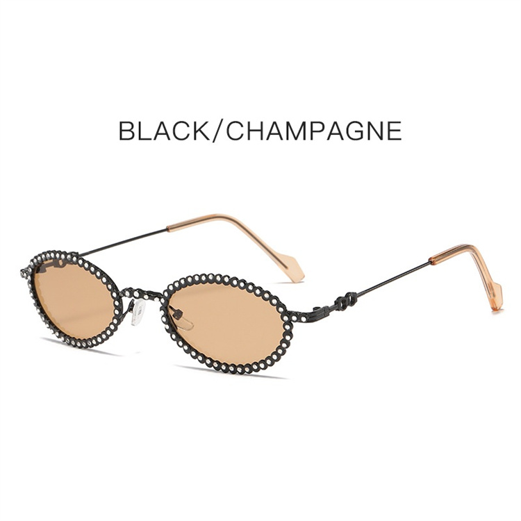 ギャルファッション 楕円型パールフレームサングラス