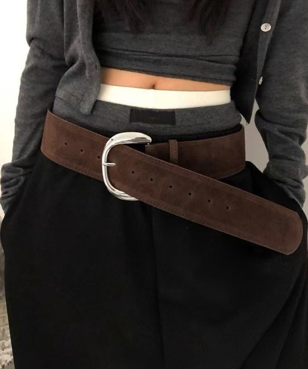 ギャルファッション ヴィンテージ風スエード太ベルト