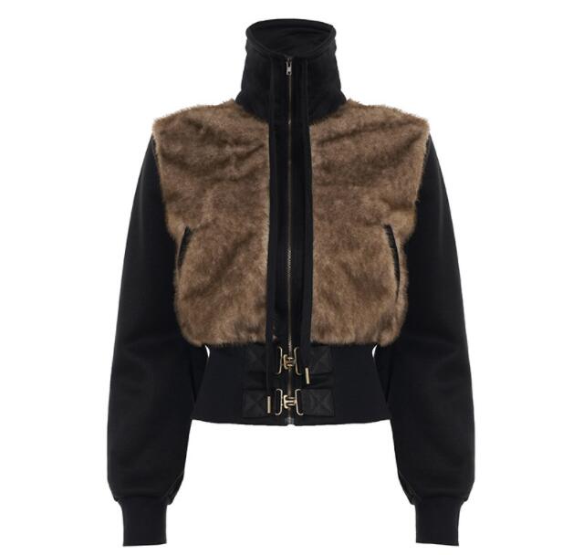 ギャルファッション 秋冬 切替短丈ジャケット長袖上着 アウター