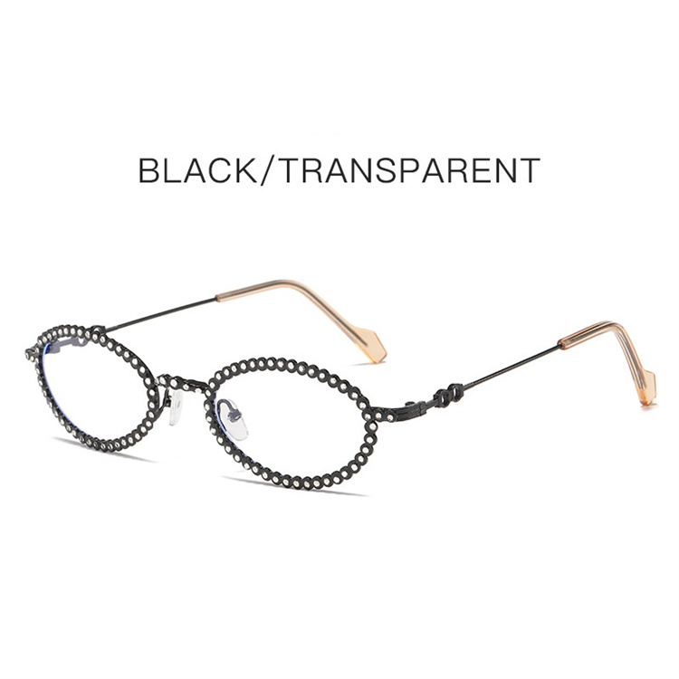 ギャルファッション 楕円型パールフレームサングラス