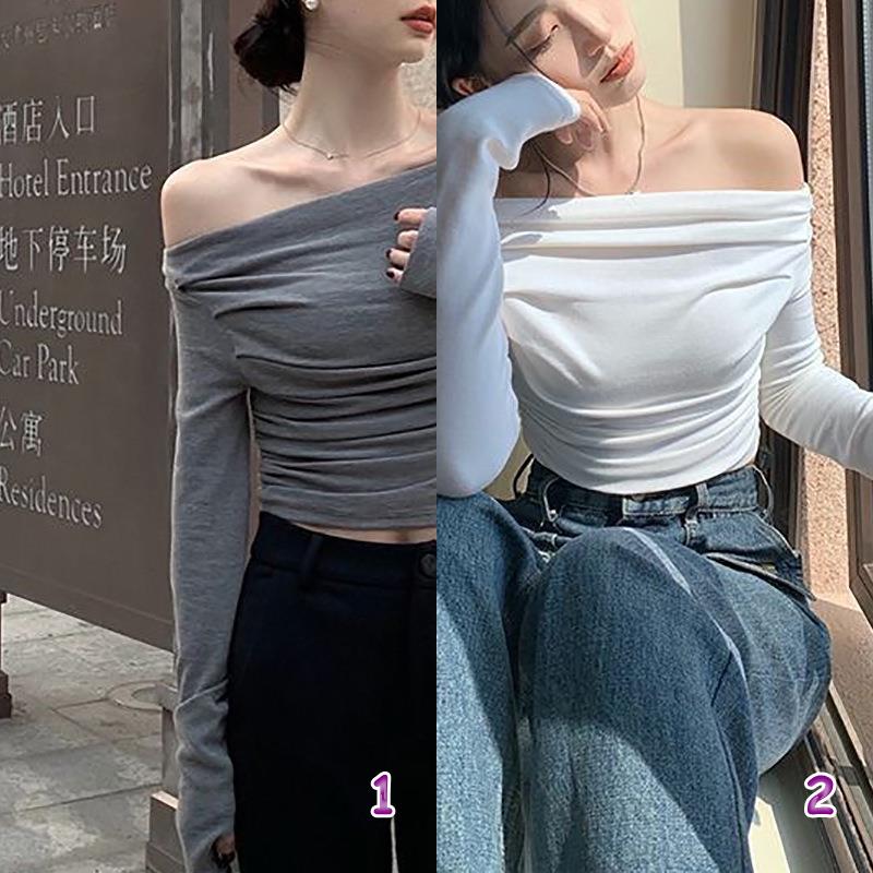 ギャルファッション 肩見せオフショルダー長袖トップス