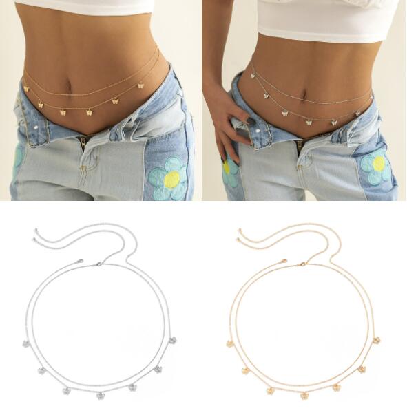 ギャルファッション 蝶モチーフウエストチェーン セクシーボディアクセサリー