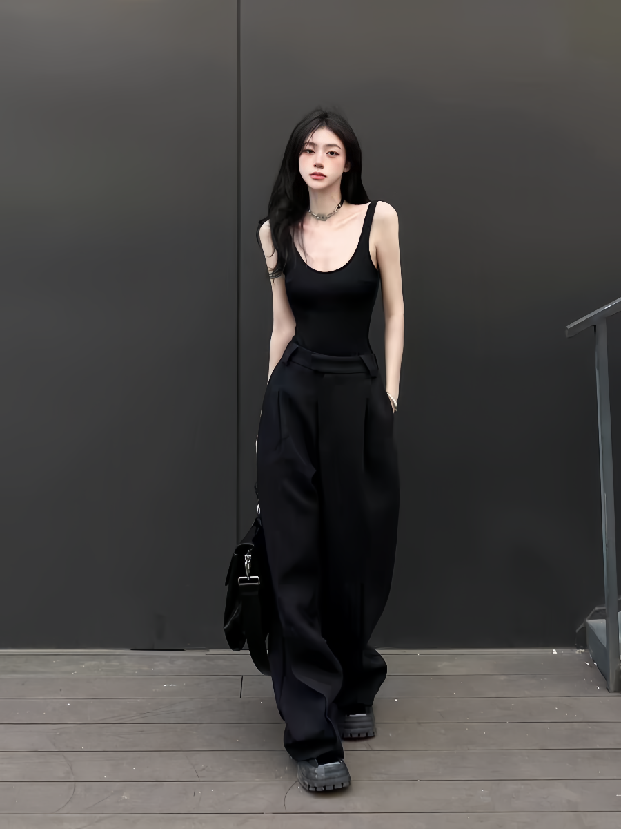 ギャルファッション 大人モードタンクトップワイドパンツセット