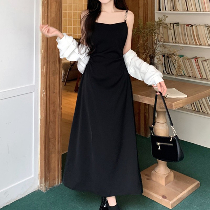 ギャルファッション シンプル美人キャミロングワンピース