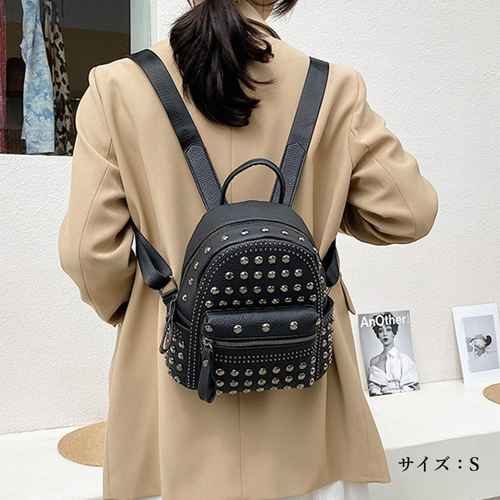 ギャルファッション スタッズ付きミニリュック女子おしゃれロック系バックパック