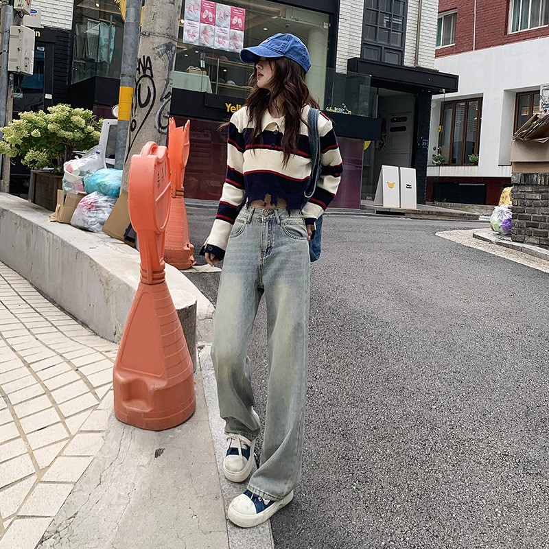 ギャルファッション ジーンズ ゆるふわワイドデニム