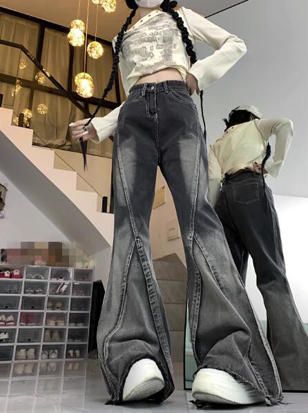 ギャルファッション ギャル系フレアデニム ワイドパンツ