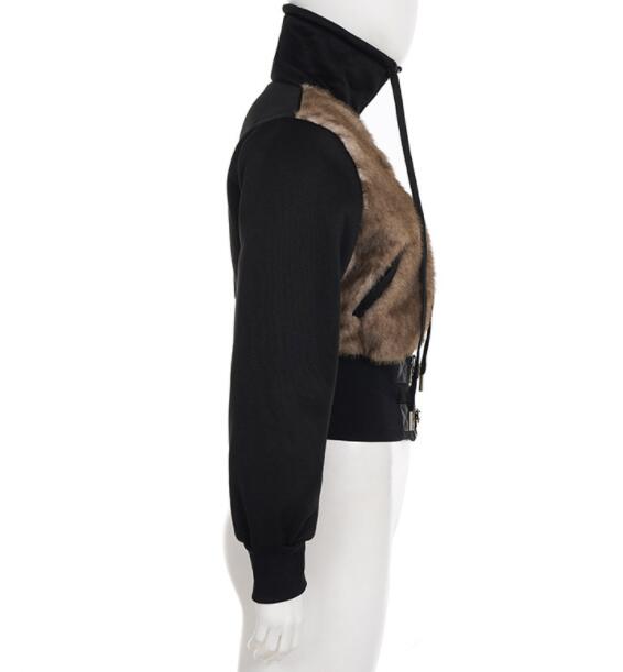 ギャルファッション 秋冬 切替短丈ジャケット長袖上着 アウター