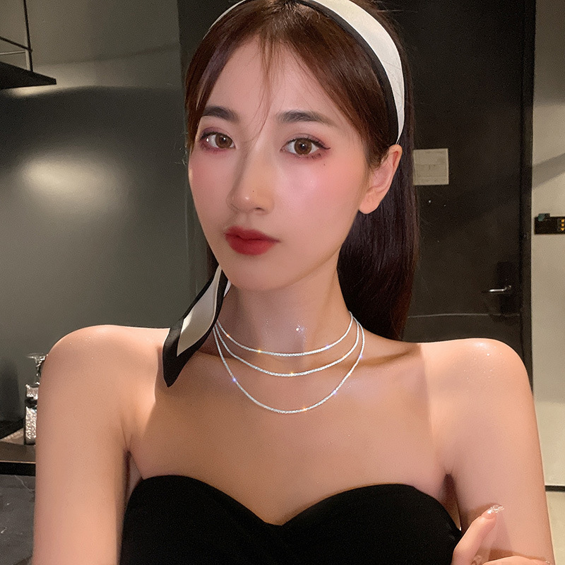 ギャルファッション きらめき細身チェーンネックレス