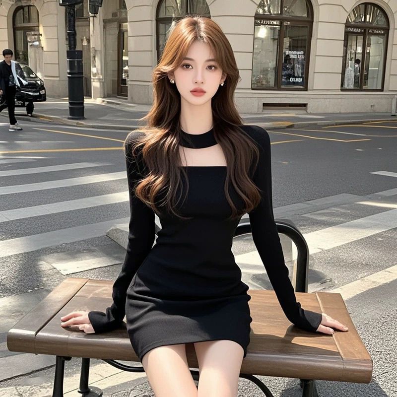 ギャルファッション シアー切替タイトミニワンピース