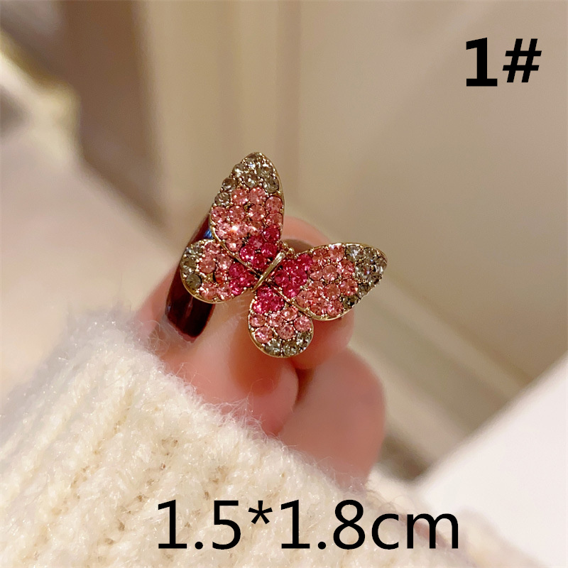 ギャルファッション 輝く蝶々ブローチ ラインストーン高級感アクセサリー